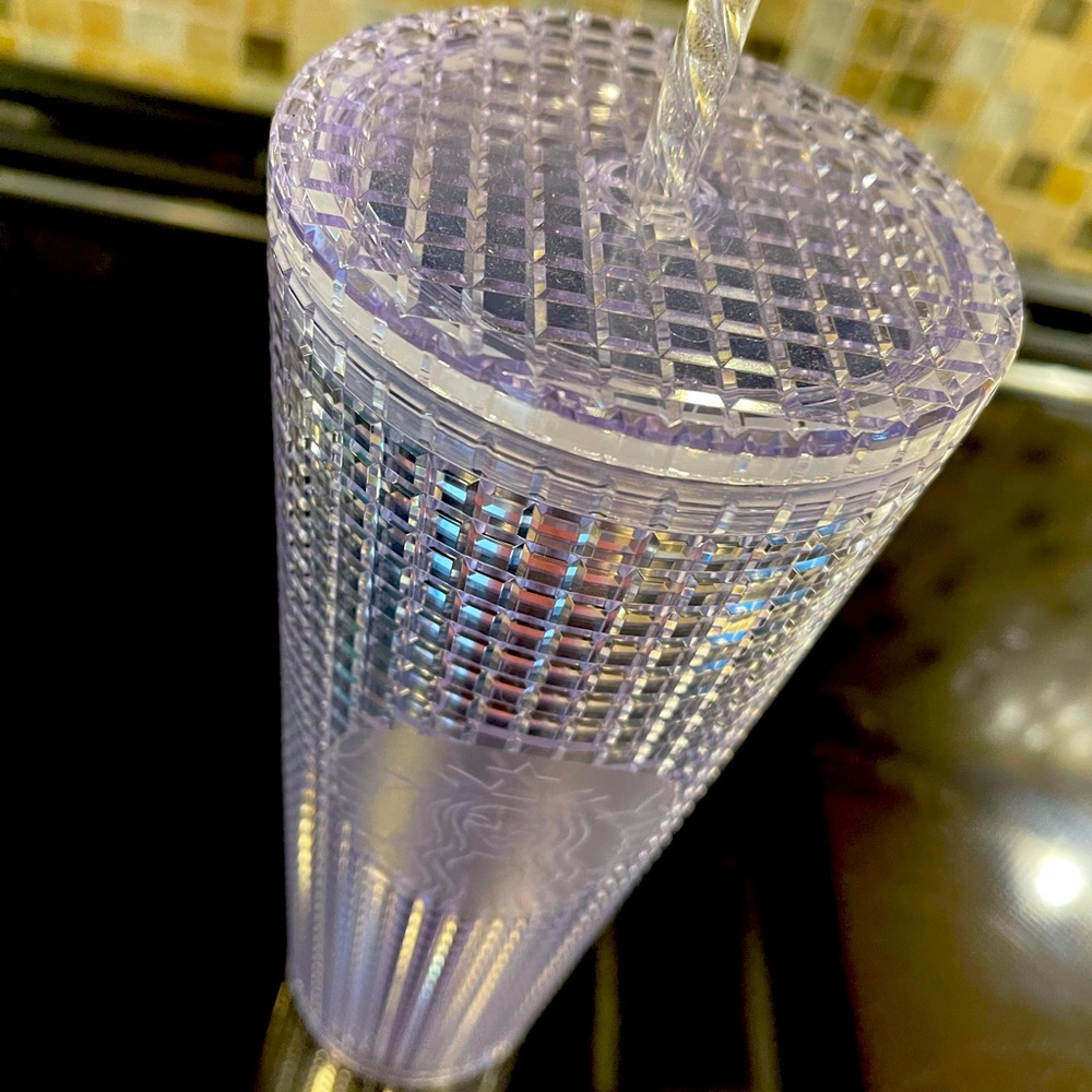 RARE❇️ White/clear grid Starbucks tumbler
